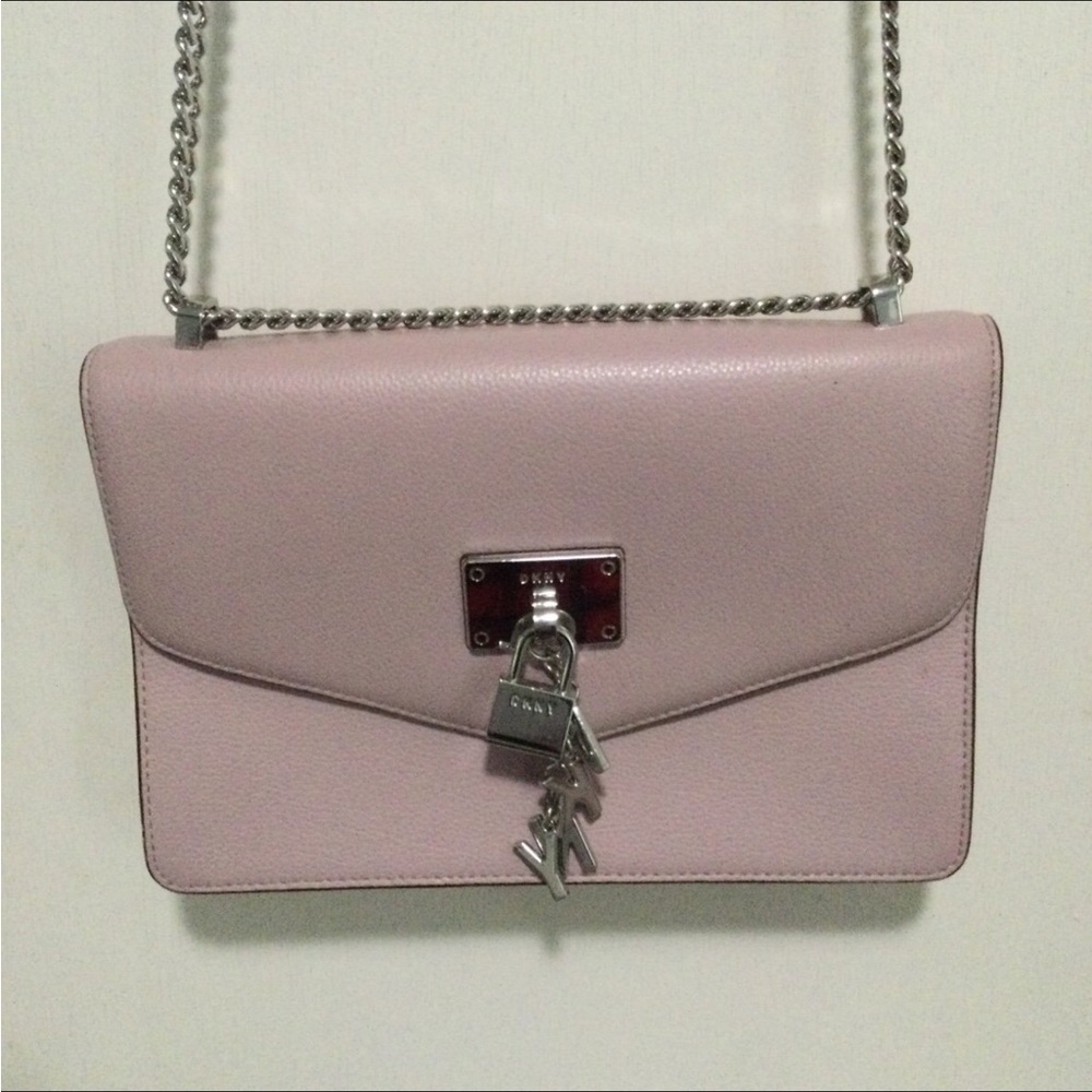DKNY Pink Leather Chain Shoulder Bag